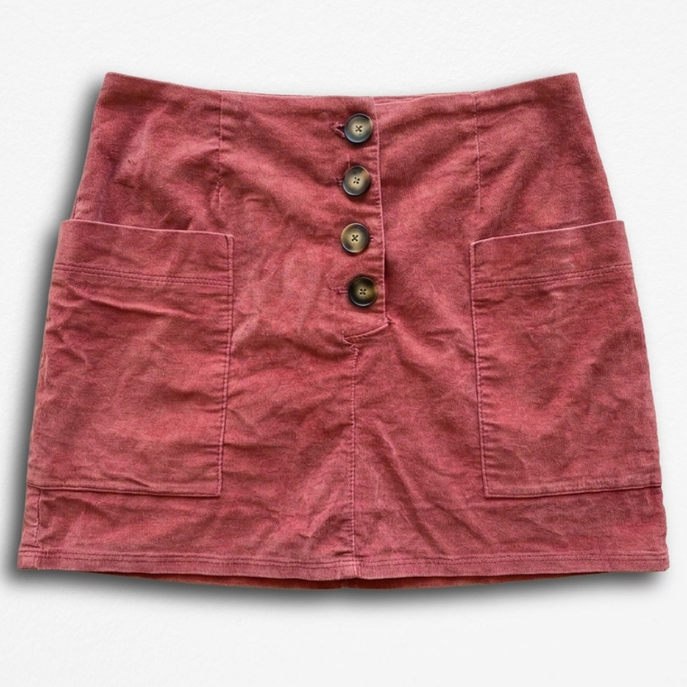 BDG Urban Outfitters Pink Corduroy Button Front Mini Skirt High Waisted Small